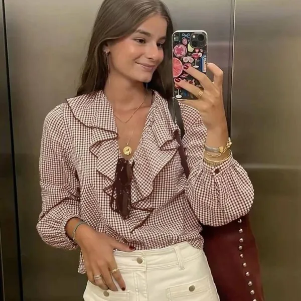 Blusa camisa con flecos Zara