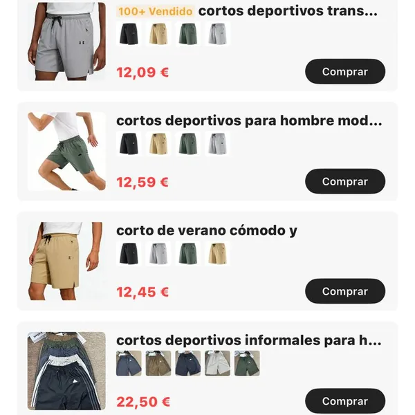 Pantalón corto deporte hombre